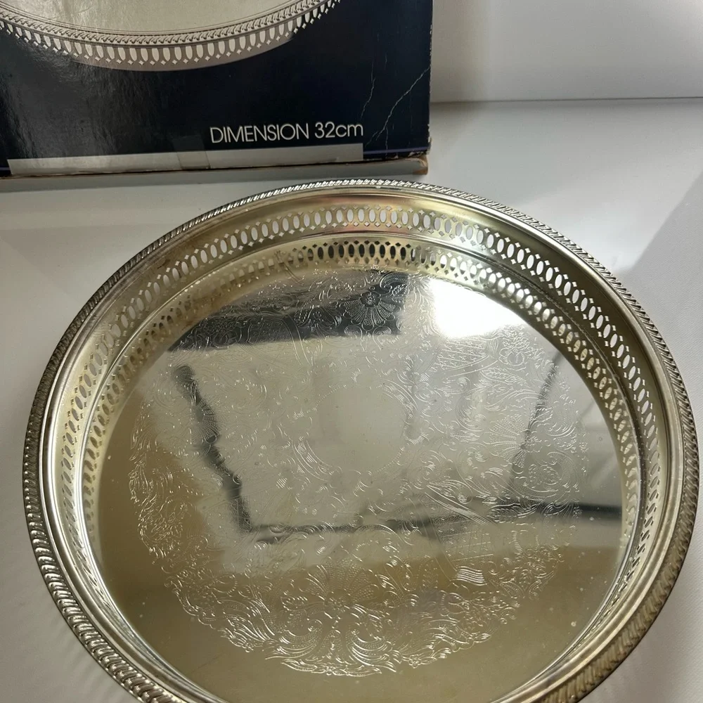 Silver Decorative Serving Tray - Elegant Home Kitchen Accent